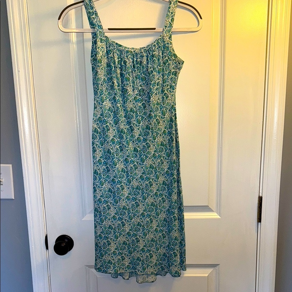 LOFT Blue and White Chemise with Floral Print